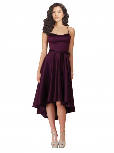 Open Back Grape A-Line Scoop Neck Neck Short High Low Prom Dress / Bridesmaid Dress York