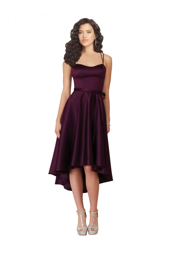 Open Back Grape A-Line Scoop Neck Neck Short High Low Prom Dress / Bridesmaid Dress York