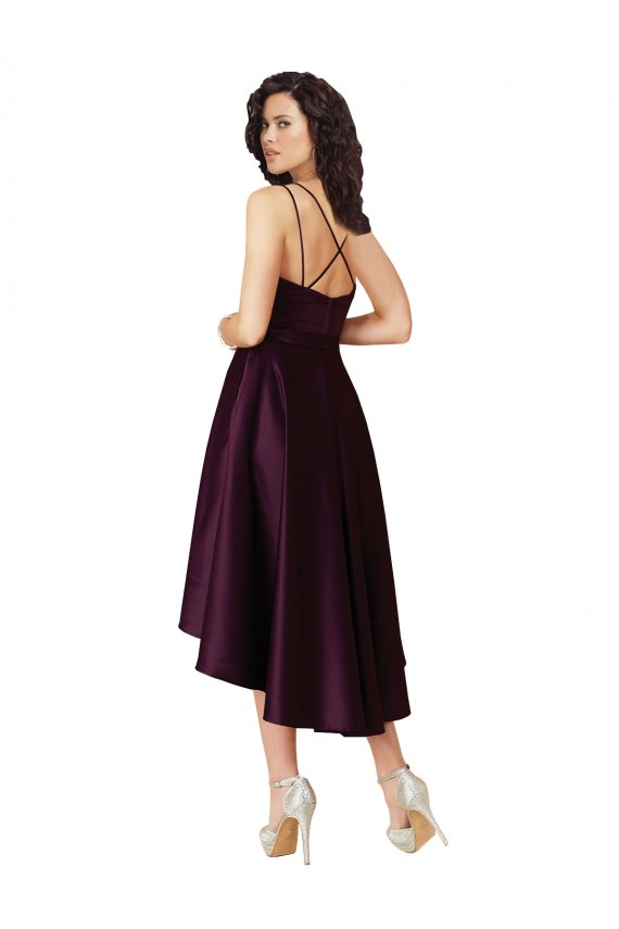 Open Back Grape A-Line Scoop Neck Neck Short High Low Prom Dress / Bridesmaid Dress York
