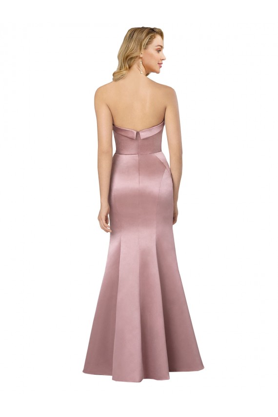 Low Back Light Sky Blue Sheath Strapless Long Formal Evening Gown / Prom Dress / Bridesmaid Dress York