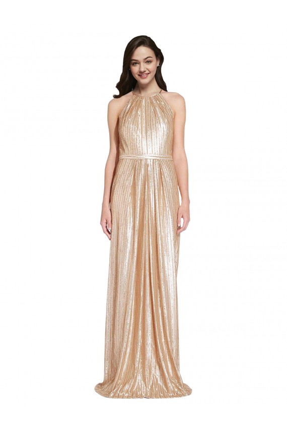 Gold Sheath High Neck Long Formal Evening Gown / Prom Dress / Bridesmaid Dress York