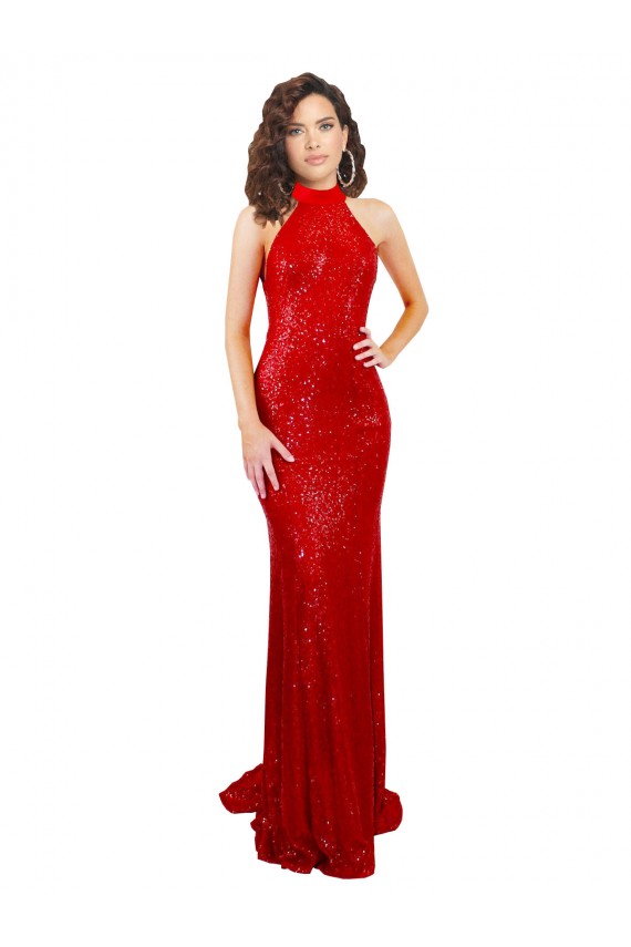 Open Back Red Mermaid High Neck Long Formal Evening Gown / Prom Dress / Bridesmaid Dress York