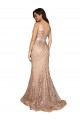 V-Back Rose Gold Mermaid V-Neck Long Formal Plus Size Evening Gown / Prom Dress / Bridesmaid Dress York