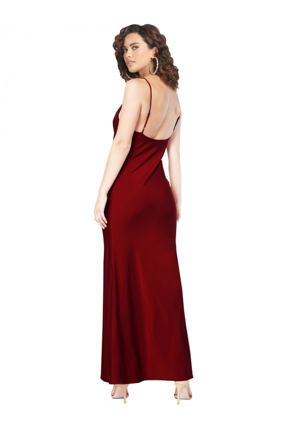 Low Back Burgundy Sheath Cowl Neck Long Black Tie Evening Gown / Prom Dress / Bridesmaid Dress York
