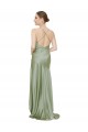 Open Back Smoke Green A-Line Cowl Neck Long High Low Evening Gown / Prom Dress / Bridesmaid Dress York