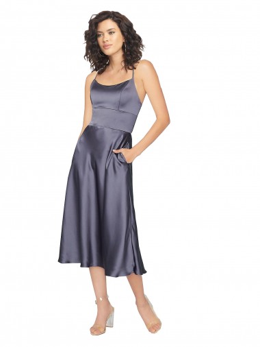 Keyhole Back Dusk A-Line Scoop Neck Midi Length Prom Dress / Bridesmaid Dress York