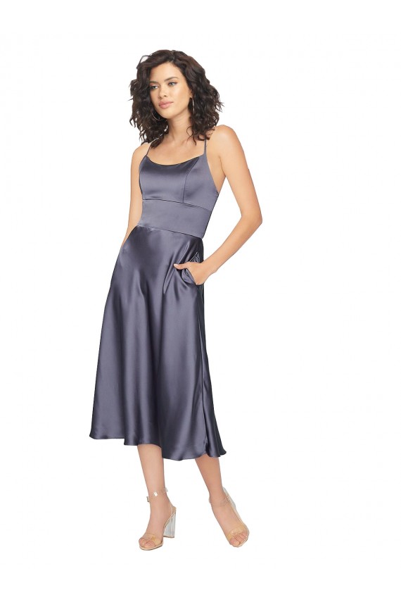 Keyhole Back Dusk A-Line Scoop Neck Midi Length Prom Dress / Bridesmaid Dress York