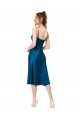Low Back Peacock Blue A-Line V-Neck Midi Length Prom Dress / Bridesmaid Dress York