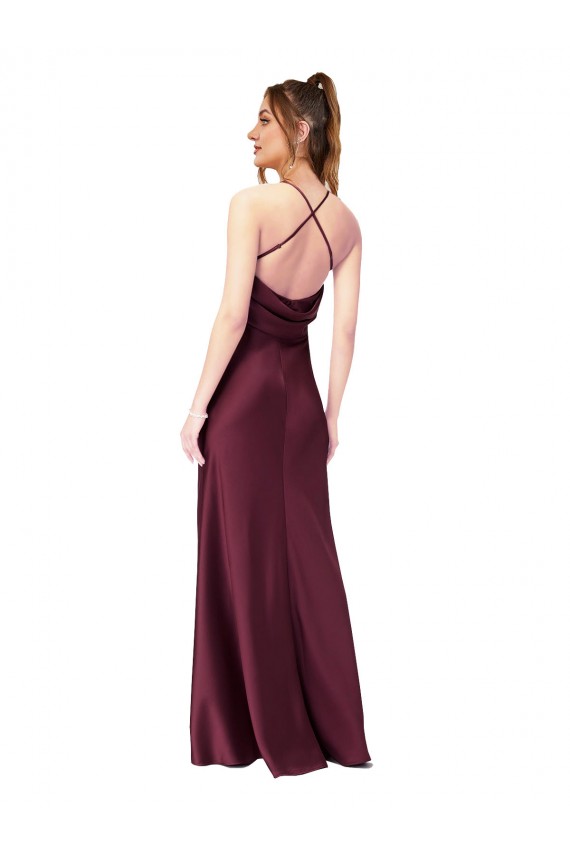 Open Back Black Sheath V-Neck Long Black Tie Evening Gown / Prom Dress / Bridesmaid Dress York