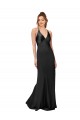 Open Back Black Sheath V-Neck Long Black Tie Evening Gown / Prom Dress / Bridesmaid Dress York