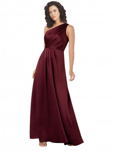 Burgundy A-Line One Shoulder Long Formal Evening Gown / Prom Dress / Bridesmaid Dress York