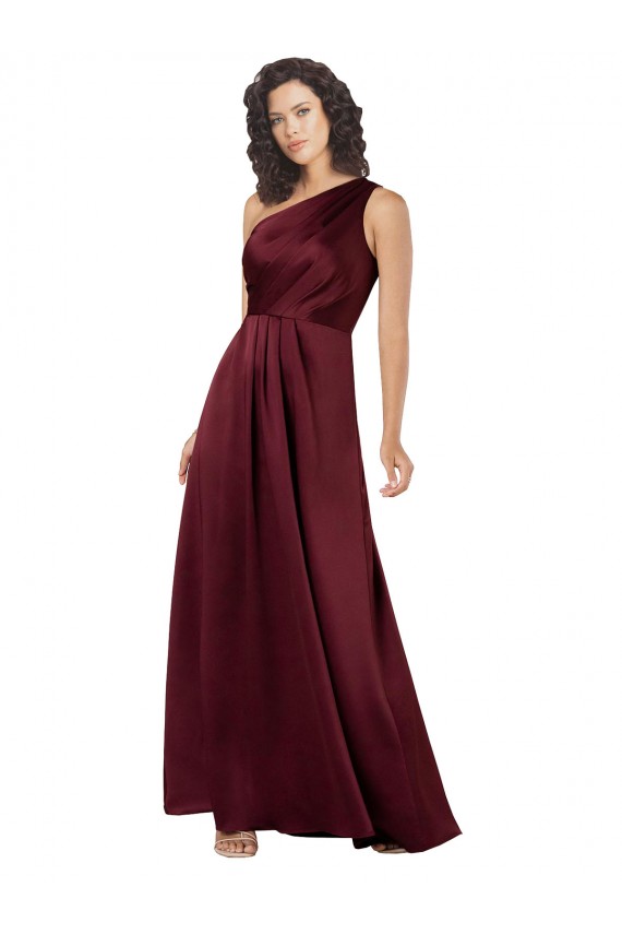 Burgundy A-Line One Shoulder Long Formal Evening Gown / Prom Dress / Bridesmaid Dress York