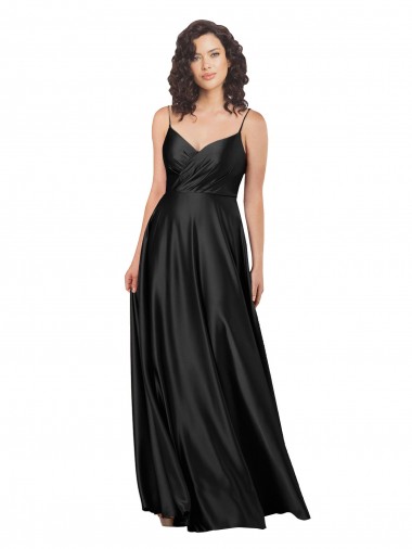 Low Back Black A-Line V-Neck Long Formal Dress / Bridesmaid Dress York
