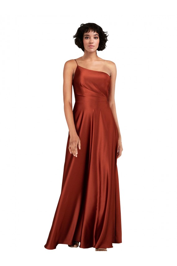 Burnt Orange A-Line One Shoulder Long Black Tie Evening Gown / Prom Dress / Bridesmaid Dress York