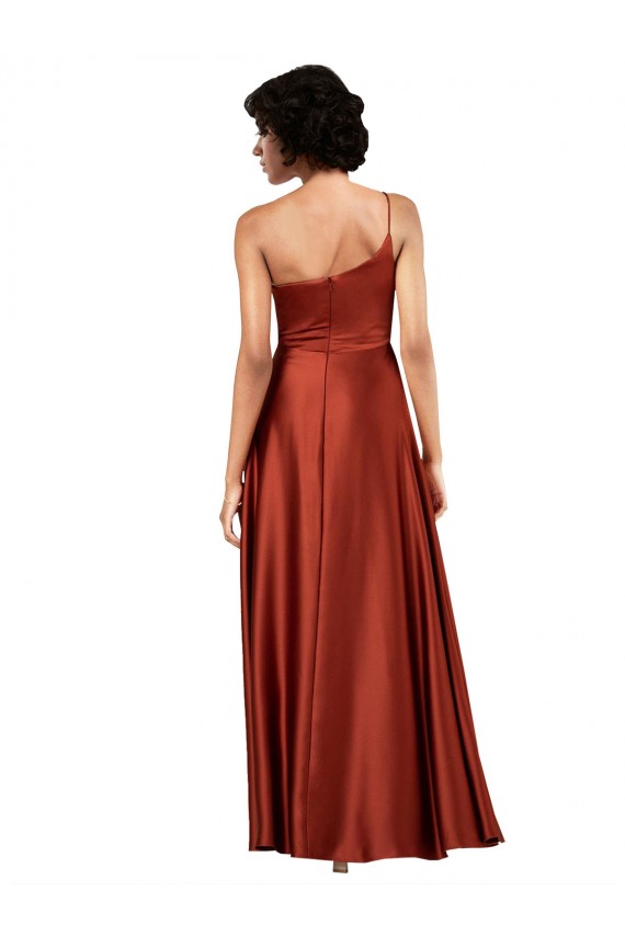 Burnt Orange A-Line One Shoulder Long Black Tie Evening Gown / Prom Dress / Bridesmaid Dress York