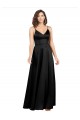 V-Back Black A-Line V-Neck Long Formal Evening Gown / Prom Dress / Bridesmaid Dress York