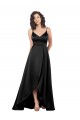 V-Back Black A-Line V-Neck Long High Low Evening Gown / Prom Dress / Bridesmaid Dress York