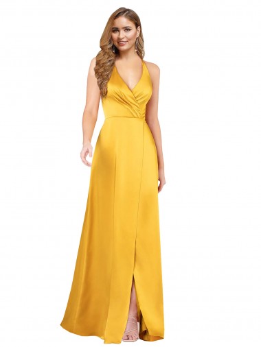 Open Back A-Line V-Neck Sleeveless Long Formal Dress / Bridesmaid Dress York