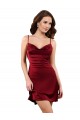 Open Back Burgundy Sheath Cowl Neck Midi Length Formal Evening Gown / Prom Dress / Bridesmaid Dress York