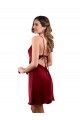 Open Back Burgundy Sheath Cowl Neck Midi Length Formal Evening Gown / Prom Dress / Bridesmaid Dress York