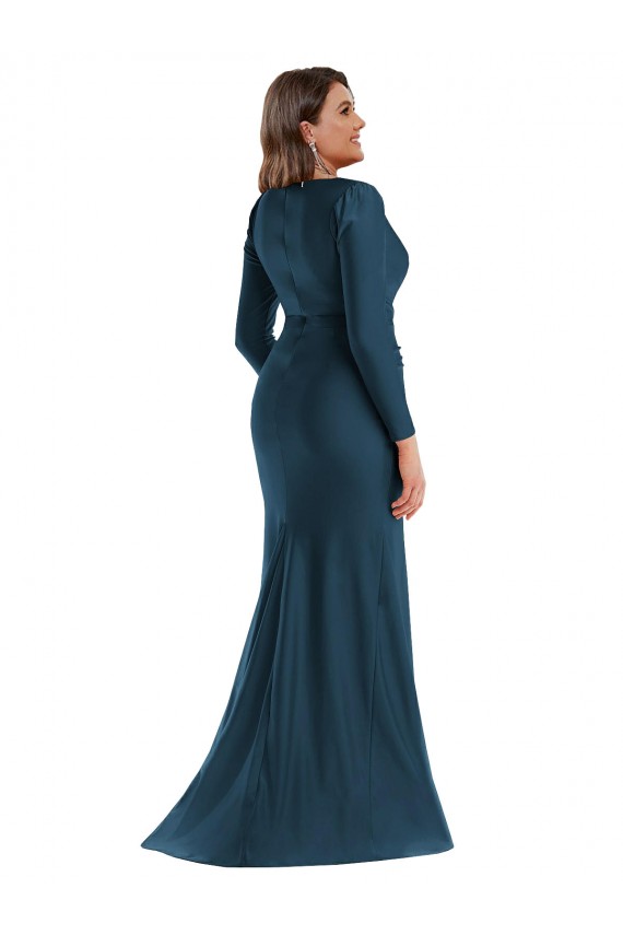 Atlantic Blue Mermaid V-Neck Long Formal Plus Size Evening Gown / Prom Dress / Bridesmaid Dress York