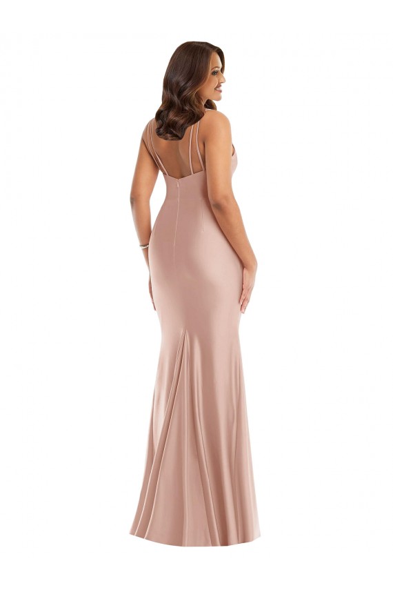 Dusty Pink Mermaid V-Neck Long Formal Plus Size Evening Gown / Prom Dress / Bridesmaid Dress York