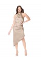 Champagne Pink A-Line Halter Neck Midi Length High Low Prom Dress / Bridesmaid Dress York