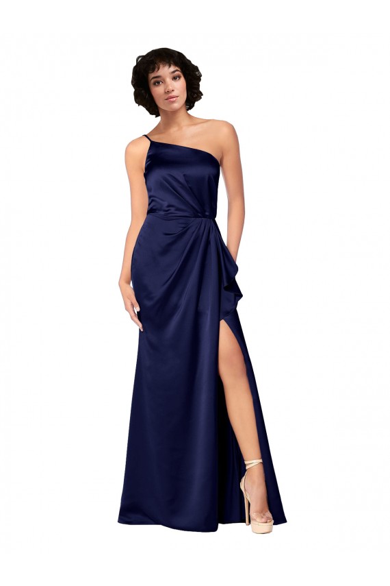 Sapphire A-Line One Shoulder Long Black Tie Evening Gown / Prom Dress / Bridesmaid Dress York