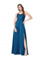 Low Back Peacock Blue A-Line Cowl Neck Long Formal Evening Gown / Prom Dress / Bridesmaid Dress York