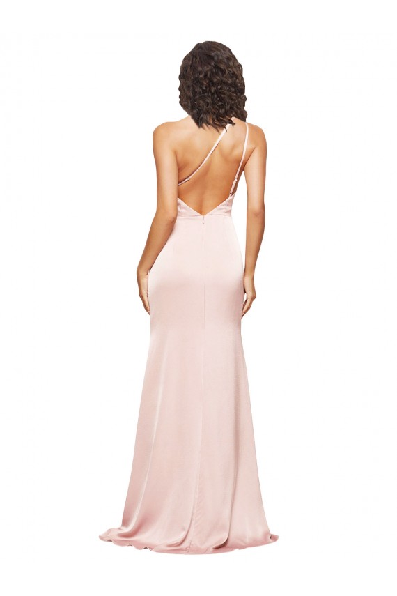 Low Back Pink Sheath One Shoulder Long Formal Evening Gown / Prom Dress / Bridesmaid Dress York