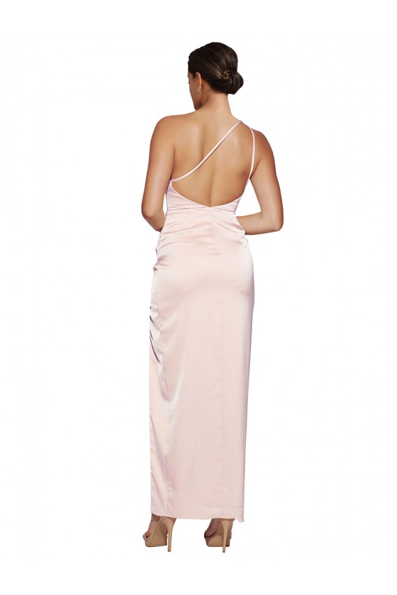 Low Back Pink A-Line One Shoulder Long Semi Formal Evening Dress / Prom Dress / Bridesmaid Dress York
