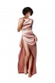 Open Back Dusty Pink A-Line One Shoulder Long Formal Evening Gown / Prom Dress / Bridesmaid Dress York