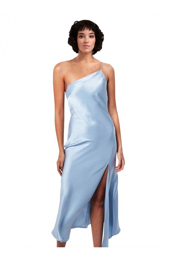 Light Sky Blue A-Line One Shoulder Midi Length Formal Evening Gown / Prom Dress / Bridesmaid Dress York