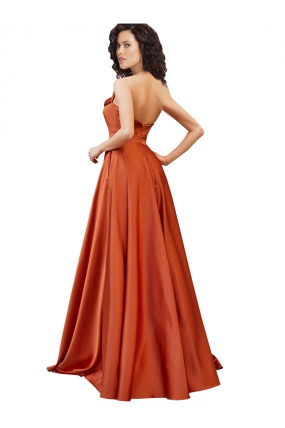 Low Back Burnt Orange A-Line Round Neck Sweep Train Formal Evening Gown / Prom Dress / Bridesmaid Dress York