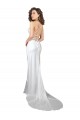 Open Back White Sheath Cowl Neck Sweep Train Beach Wedding Dress York