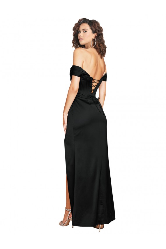 Low Back Black A-Line Sweetheart Long Black Tie Evening Gown / Prom Dress / Bridesmaid Dress York