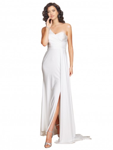 White A-Line One Shoulder Long Wedding Dress York