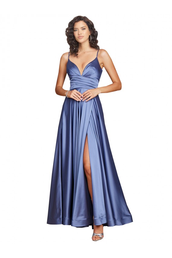 Low Back French Blue A-Line Sweetheart Long Black Tie Evening Gown / Prom Dress / Bridesmaid Dress York