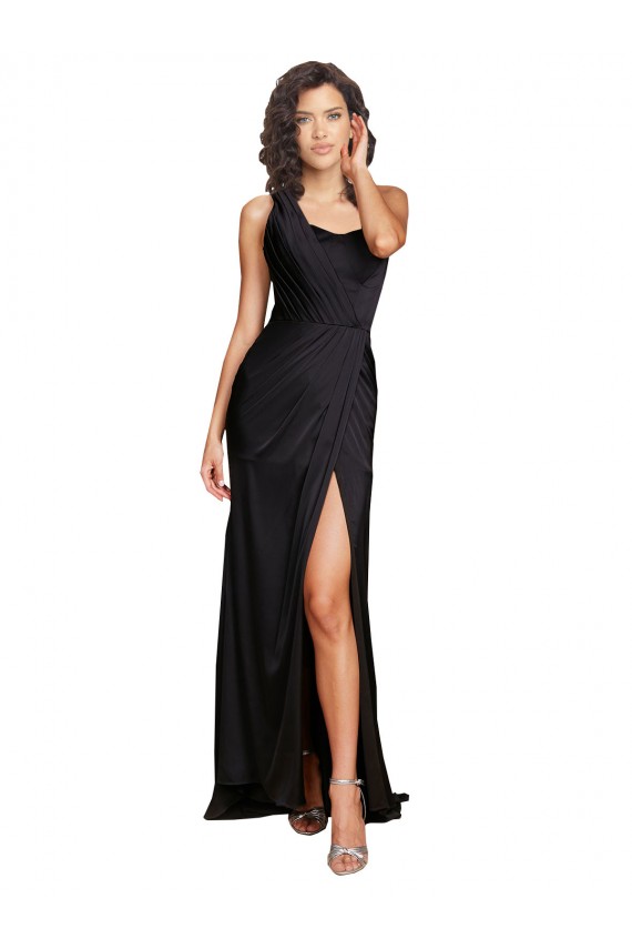 Black A-Line One Shoulder Long Evening Dress / Bridesmaid Dress York