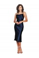 Dark Navy Sheath Cowl Neck Cocktail Length Formal Evening Gown / Prom Dress / Bridesmaid Dress York