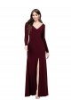 V-Back Burgundy Gold Sheath V-Neck Long Prom Dress / Bridesmaid Dress York