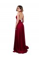 Open Back Burgundy A-Line V-Neck Long Black Tie Evening Gown / Prom Dress / Bridesmaid Dress York