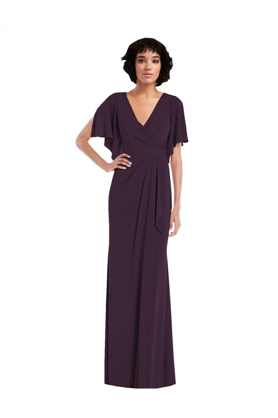 Grape Sheath V-Neck Long Formal Evening Gown / Prom Dress / Bridesmaid Dress York