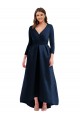 Dark Navy Ball Gown V-Neck Long High Low Plus Size Evening Gown / Prom Dress / Bridesmaid Dress York