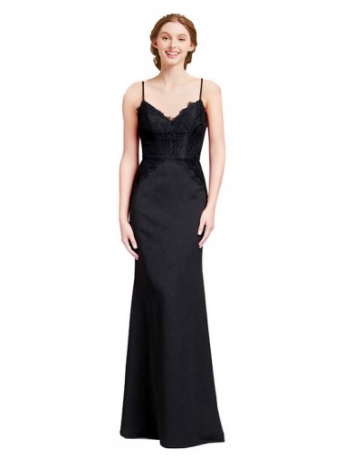 Low Back Black Mermaid V-Neck Long Prom Dress / Bridesmaid Dress York