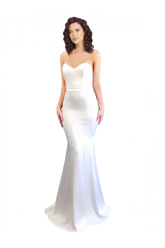 Low Back White Mermaid High Neck Long Formal Evening Gown / Prom Dress / Bridesmaid Dress York