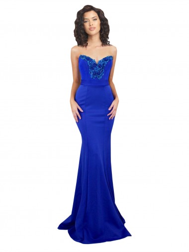 Low Back Royal Blue Mermaid High Neck Long Formal Evening Gown / Prom Dress / Bridesmaid Dress York
