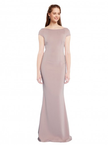 Tie Back Dusty Pink Mermaid Boat Neck Long Formal Evening Gown / Prom Dress / Bridesmaid Dress York