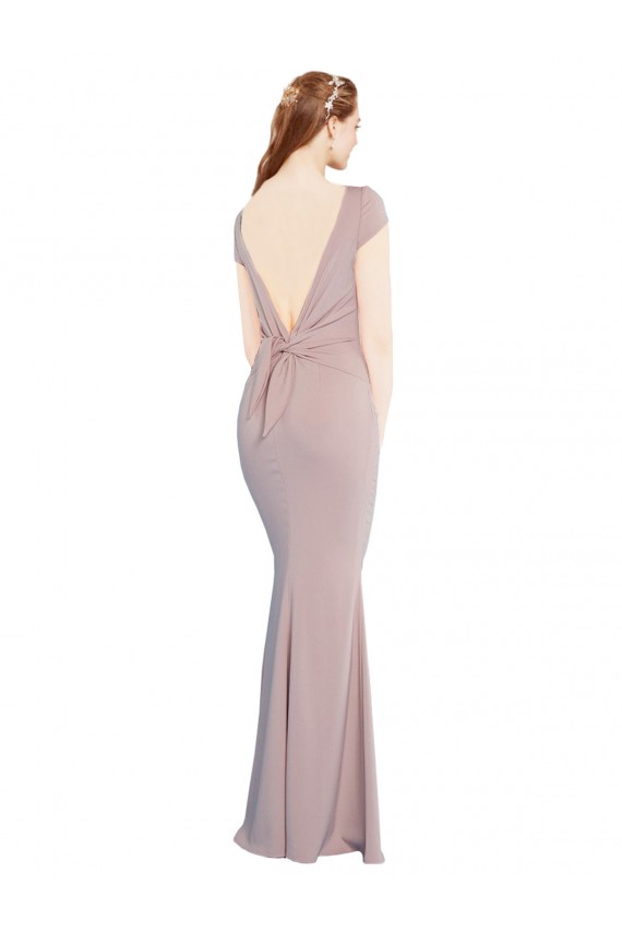 Tie Back Dusty Pink Mermaid Boat Neck Long Formal Evening Gown / Prom Dress / Bridesmaid Dress York