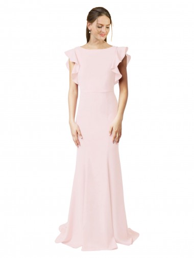 V-Back Pink Mermaid, Sheath Jewel Neck Sweep Train Black Tie Prom Dress / Bridesmaid Dress York